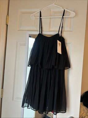 Black Tiered Spaghetti Strap Mini Dress